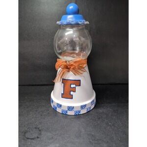 Florida Gators Glass Candy Jar, Handmade Canister with‎ Lid, Fan Home Decor